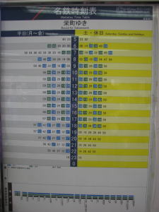 尾張瀬戸駅の時刻表